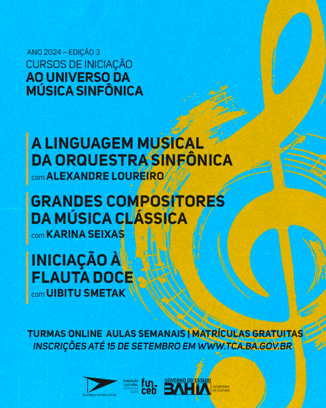 Teatro Castro Alves abre inscrições para última edição de 2024 de seus cursos de iniciação à música sinfônica